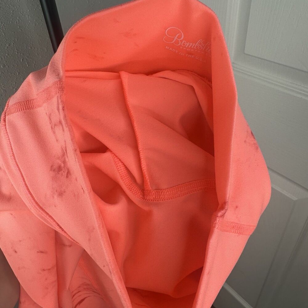 Bombshell Sportswear Coral Marble Scrunch Butt Leggings Sz Small Bodybuilder Gym - Picture 12 of 14
